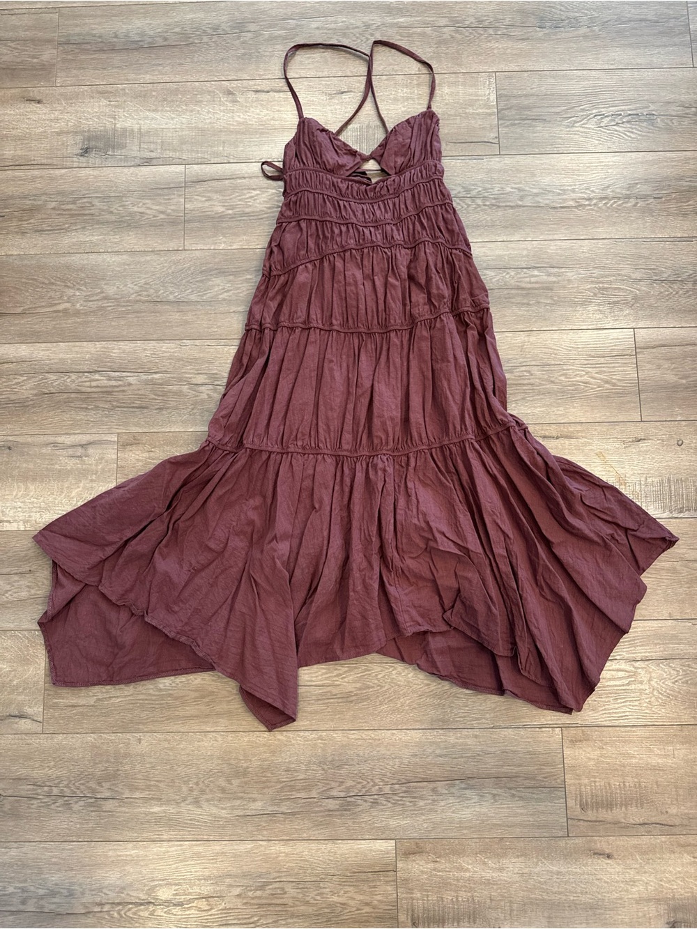 Strappy Tiered A-Line Midi Dress